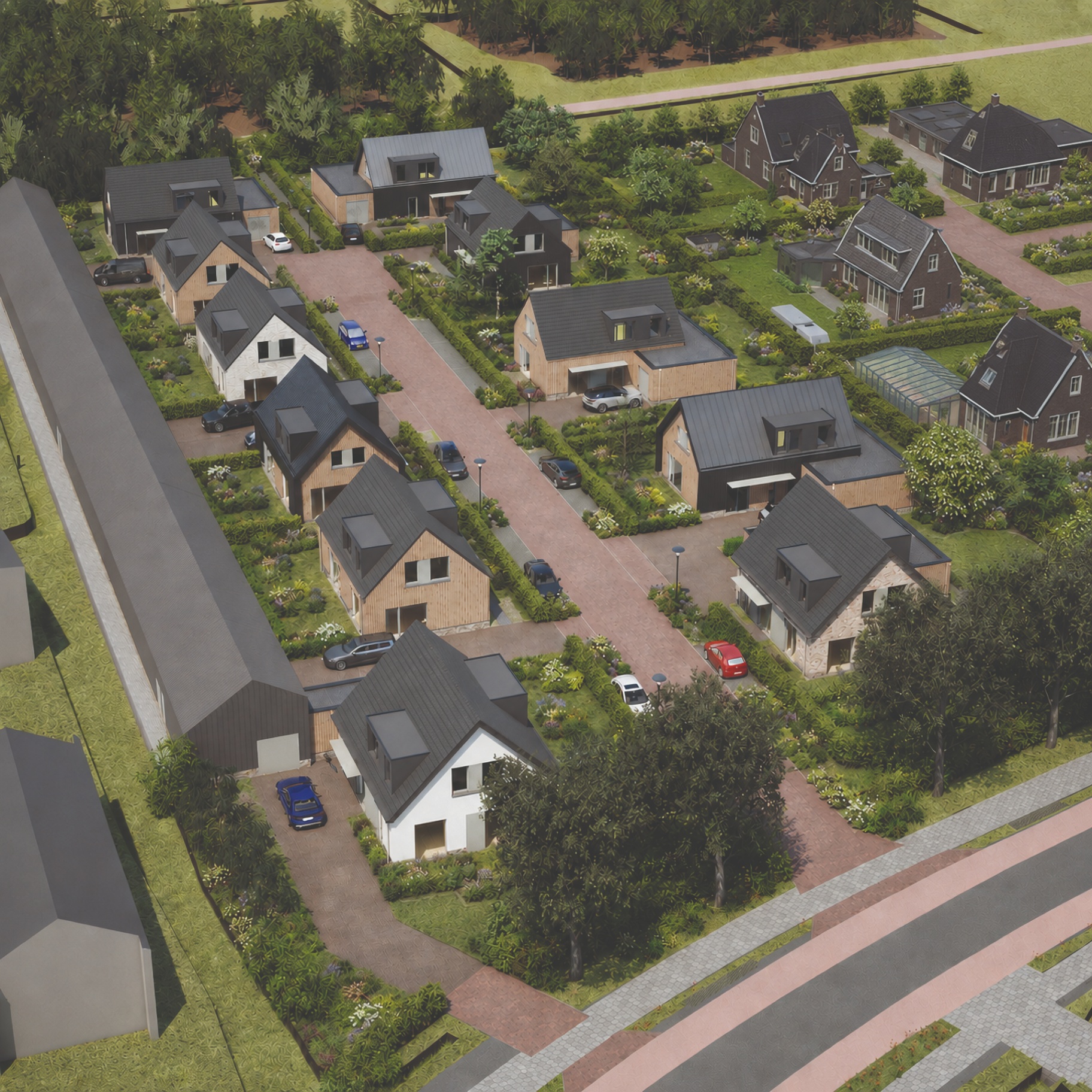 Luchtbeeld van het project De Kapschuur in Amersfoort